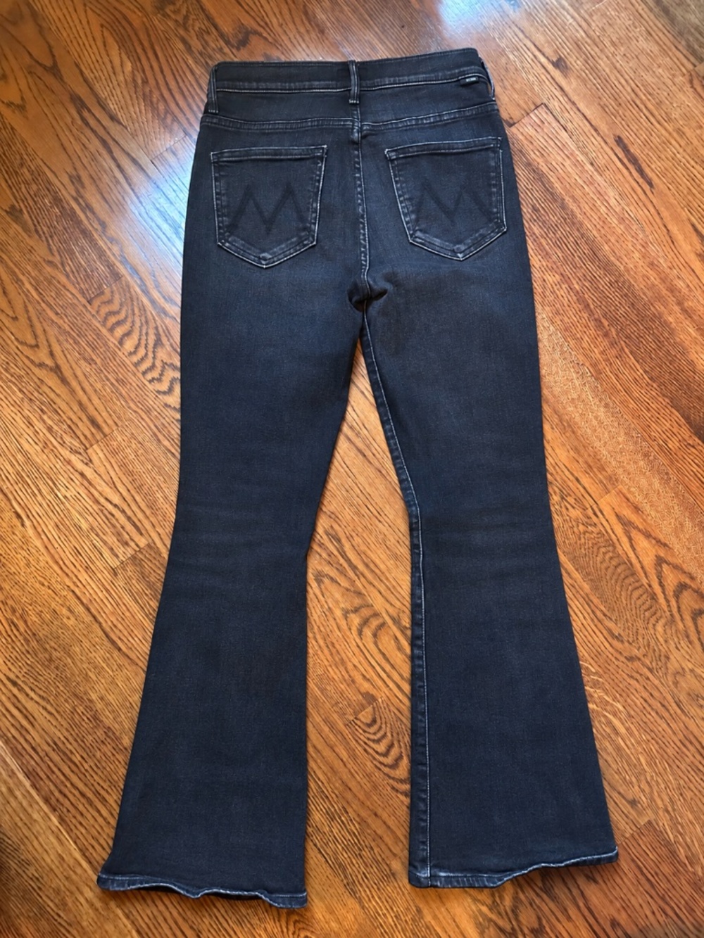 MOTHER The Weekender Black Flare Jeans — Size 28